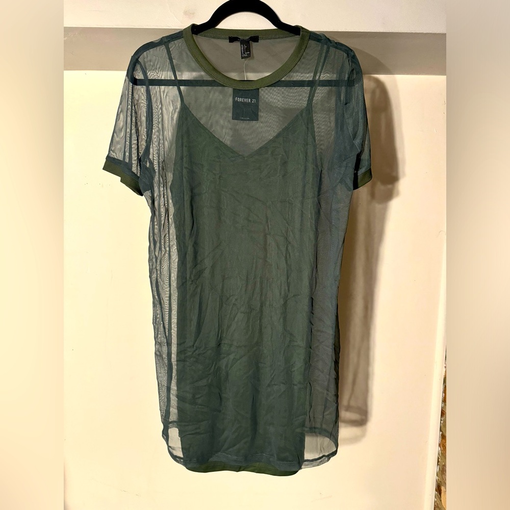 Layered Mesh T-Shirt Dress